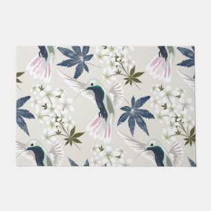 Hummingbirds and white flowers. doormat
