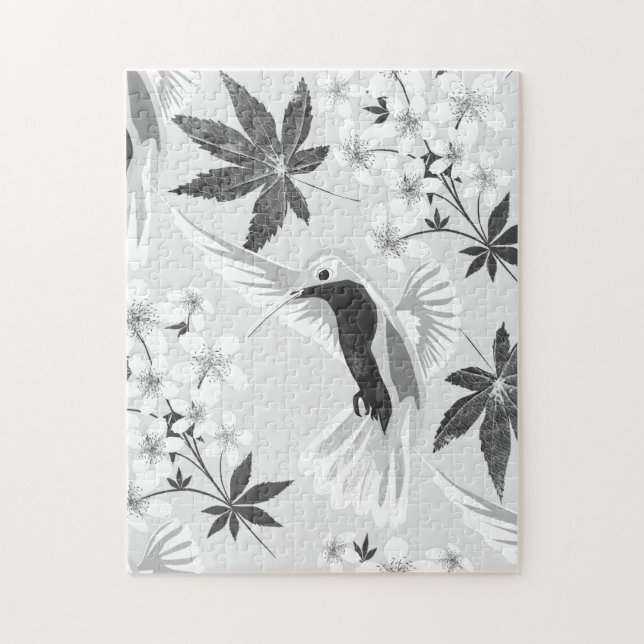 Hummingbirds and white flowers. jigsaw puzzle (Vertical)