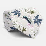 Hummingbirds and white flowers. neck tie