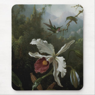Hummingbirds and White Orchid by Martin J. Heade Mouse Pad