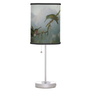 Hummingbirds and White Orchid by Martin J. Heade Table Lamp