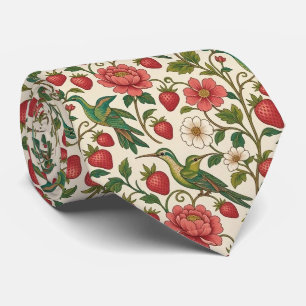 Hummingbirds Art Nouveau Faux Silk Neck Tie