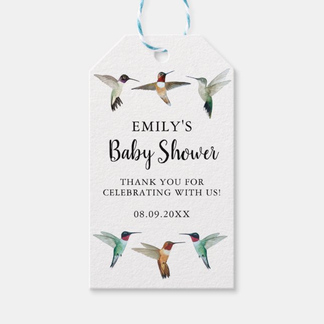 Hummingbirds Baby Shower  Gift Tags (Front)