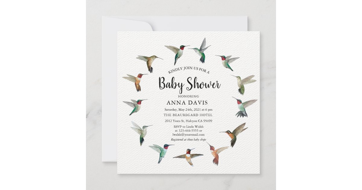 Hummingbirds Baby Shower Invitation Zazzle