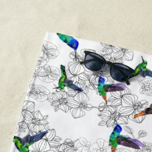 Hummingbirds Beach Towel _ Your Colors