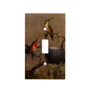 Hummingbirds bird nest victorian heade painting light switch cover