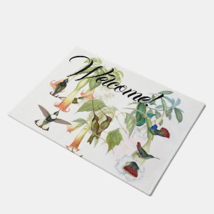 Hummingbirds Birds Animals Flowers Welcome Doormat