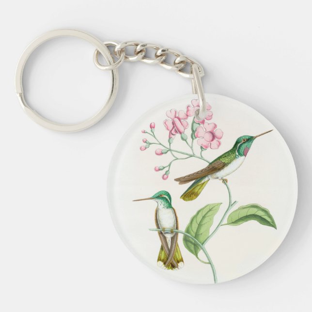 Hummingbirds Birds Flowers Floral Animals Wildlife Keychain (Front)