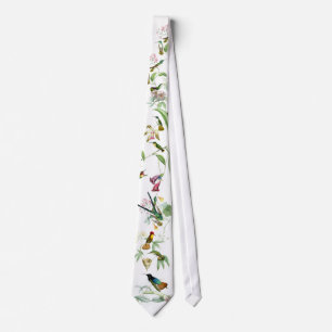 Hummingbirds Birds Flowers Floral Wildlife Animals Tie