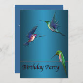 Hummingbirds Birthday Party Invitation Template (Front/Back)