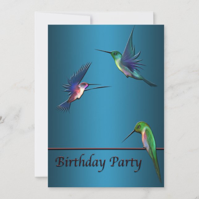 Hummingbirds Birthday Party Invitation Template (Front)