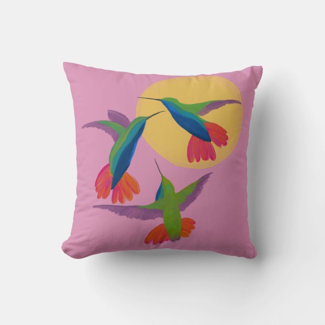 Hummingbirds - Black Throated Mango Art Throw Pillow (Front)