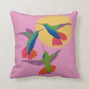 Hummingbirds - Black Throated Mango Art Throw Pillow