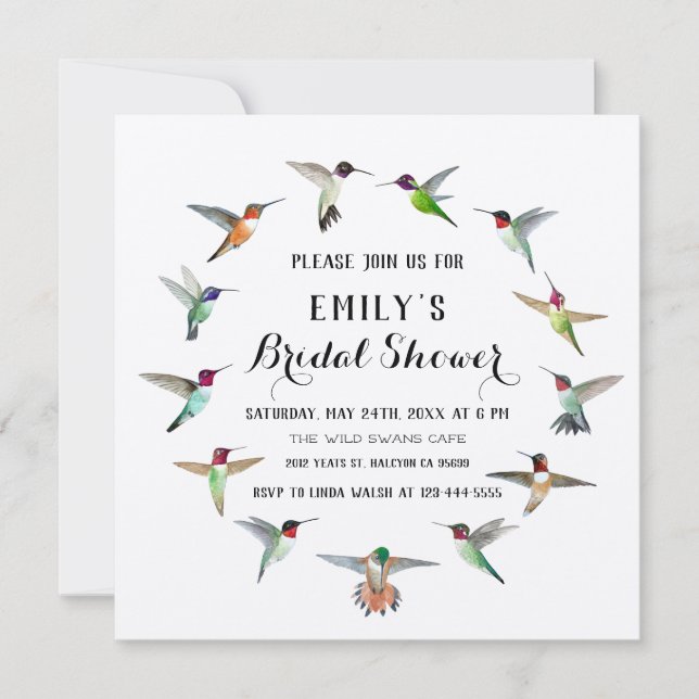 Hummingbirds Bridal Shower Invitation (Front)