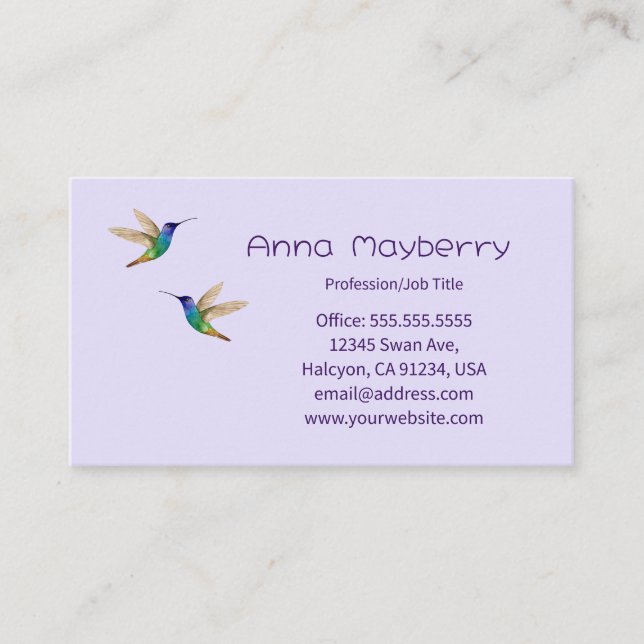 Hummingbirds Business Card (Front)