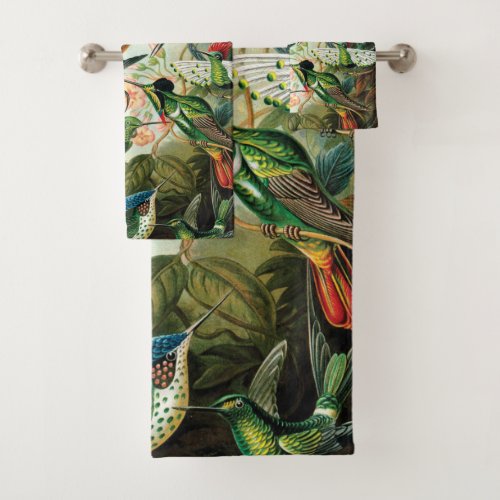 Hummingbirds by Ernst Haeckel Bath Towel Set