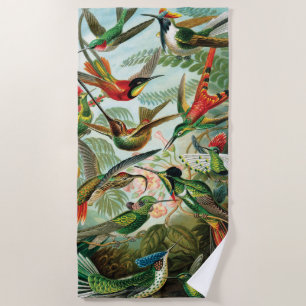 Hummingbirds by Ernst Haeckel Beach Towel