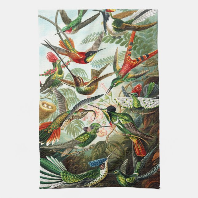 Hummingbirds by Ernst Haeckel Towel (Vertical)