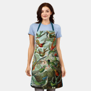 Hummingbirds by Ernst Haeckel, Vintage Birds Trees Apron