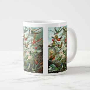 Hummingbirds by Ernst Haeckel, Vintage Birds Trees Large Coffee Mug