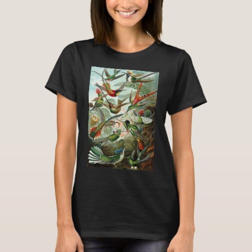 Hummingbirds by Ernst Haeckel Vintage Birds Trees T_Shirt