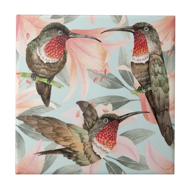 Hummingbirds Ceramic Tile (Front)