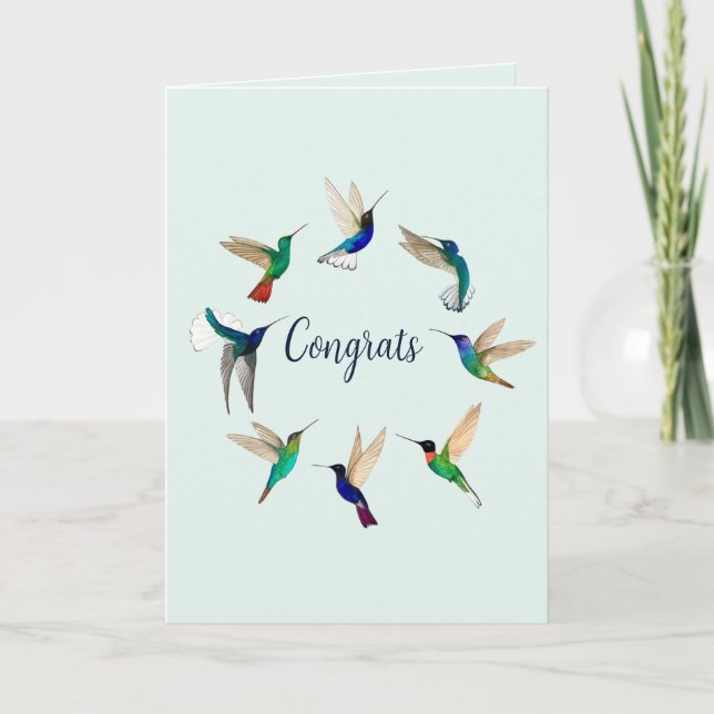 Hummingbirds Congratulations Card (Front)