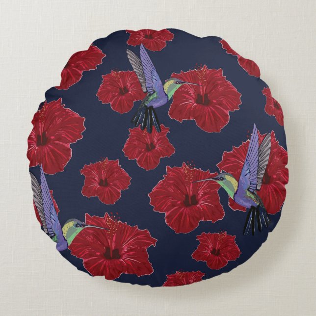 Hummingbirds Dream Round Pillow (Front)