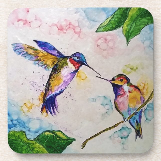 Hummingbirds Drink Coaster (Front)