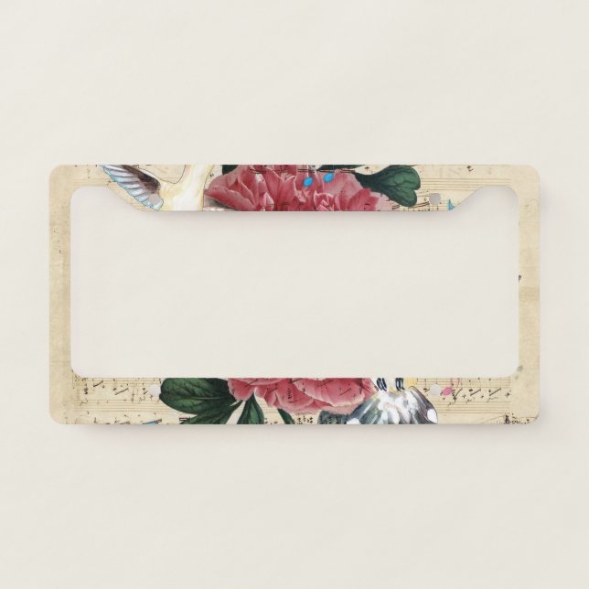 Hummingbirds Duet License Plate Frame (Front)