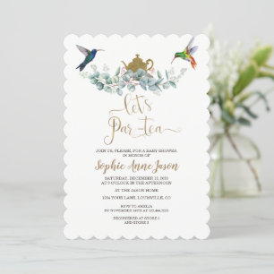 Hummingbirds Eucalyptus Baby Shower Tea Party Invitation