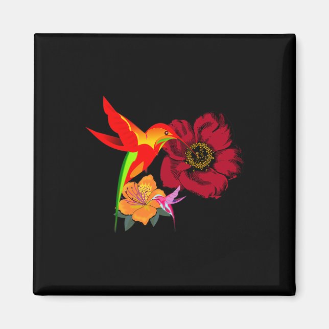 Hummingbirds Feeding From Flowers Graphic Art   Magnet (Front)