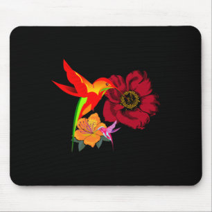 Hummingbirds Feeding From Flowers Graphic Art Mouse Pad