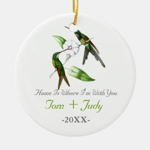 Hummingbirds First Christmas Together Newly Weds Ceramic Ornament