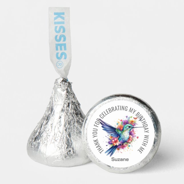 Hummingbirds Floral Bouquet Birthday Party Hershey®'s Kisses® (Front)