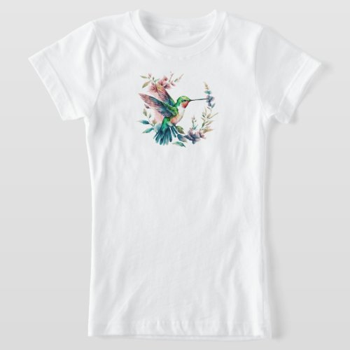 Hummingbirds Floral Bouquet Birthday Party T_Shirt