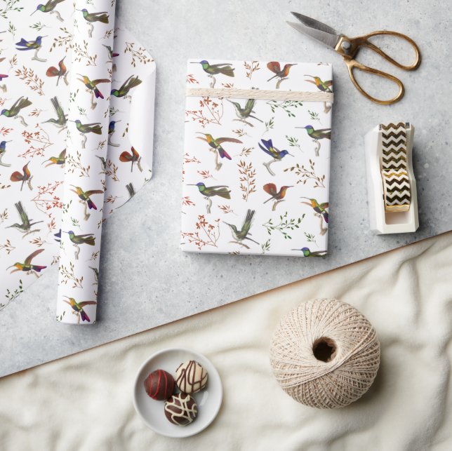 Hummingbirds Floral Colorful Birder Wrapping Paper (Crafts)