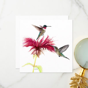 Hummingbirds Floral Watercolor Thank You Card