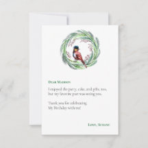 Hummingbirds Floral Wreath Bithday Party Thank You