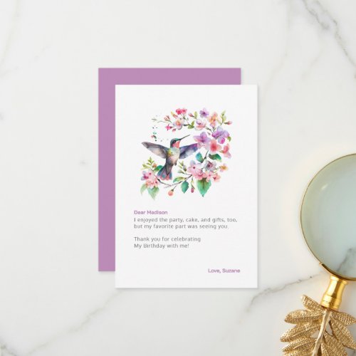 Hummingbirds Floral Wreath  Thank You Card