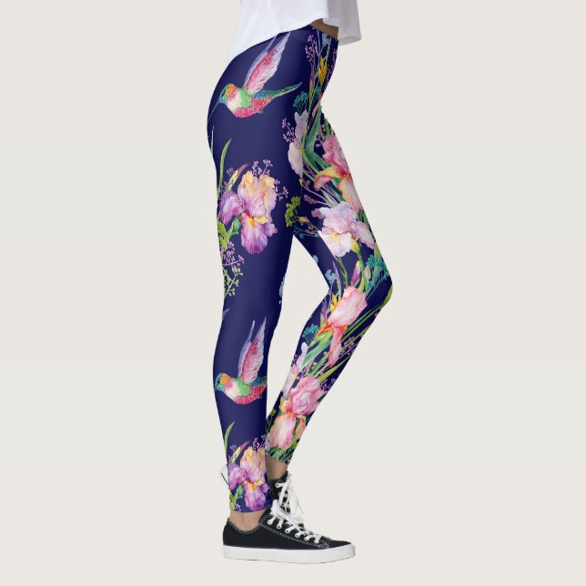 Hummingbirds & Florals Blue Legging (Right)