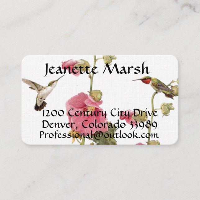 Hummingbirds & Flowers Business Cards (Front)
