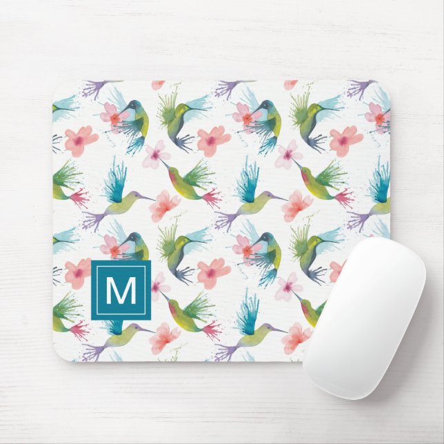 Hummingbirds & Flowers Mouse Pad (With Mouse)