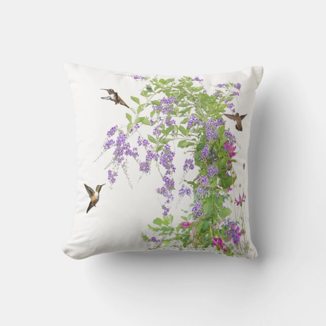 Hummingbirds Flowers Pillow (Front)
