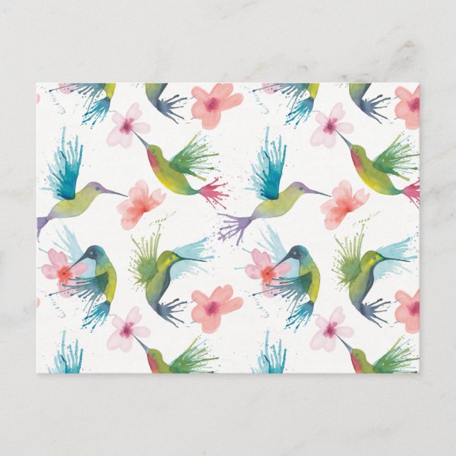 Hummingbirds & Flowers Postcard (Front)