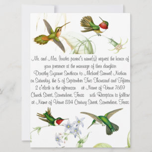 Hummingbirds & Flowers Wedding Invitation