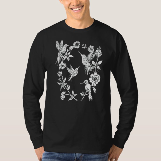 Hummingbirds & Flowers Wild Nature Magical Witchy  T-Shirt (Front)