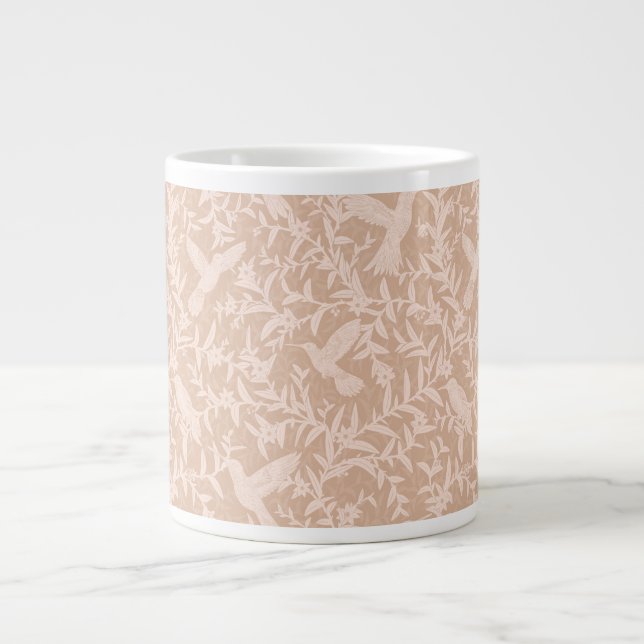 Hummingbirds foliage beige giant coffee mug (Front)