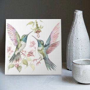 Hummingbirds & Fresenia Arts and Crafts Ceramic Tile