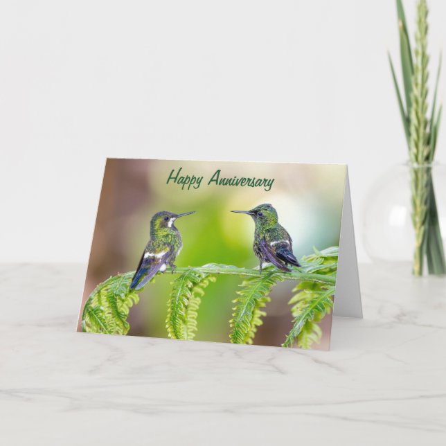 Hummingbirds Happy Anniversary Card (Front)